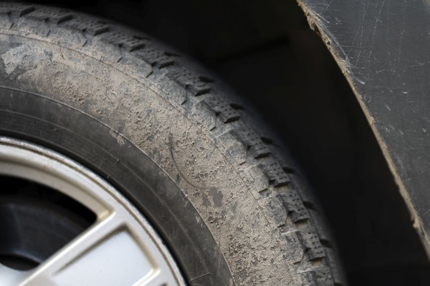 tyre wear outside edge legal uk example on a visibly worn tyre shoulder