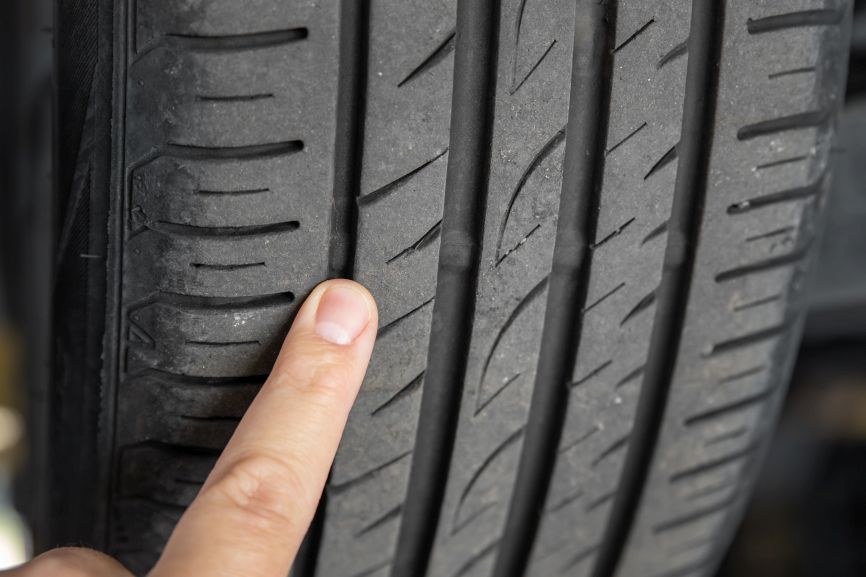 tyre wear outside edge legal uk example on a worn tyre shoulder